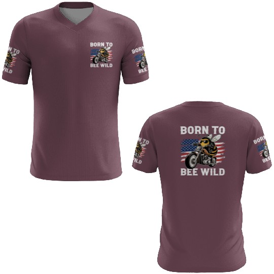 Funny Saying Born to Bee Wild US Flag Motorcycle 3D T Shirts