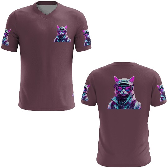Mystical Cyberpunk Bad Cat 3D T Shirts