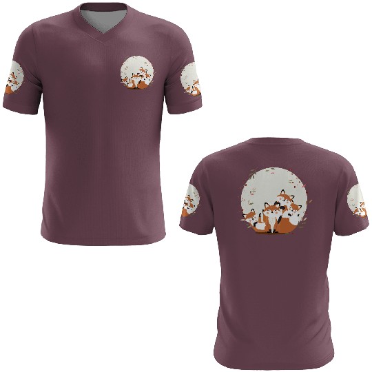 Happy fox family - Harmonious forest animal design 3D T Shirts