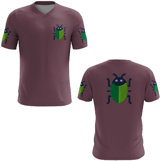 Green bug embroidered 3D T Shirts