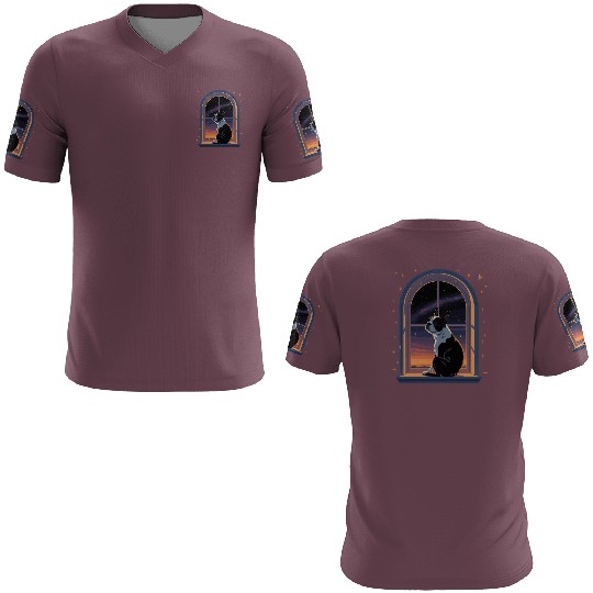 Boston Terrier Star Gazing At Window 3D T Shirts