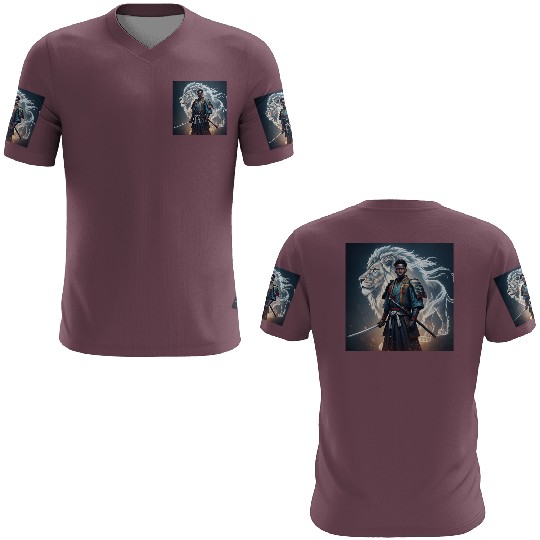 African Samurai With Spirit Lion 3D T Shirts