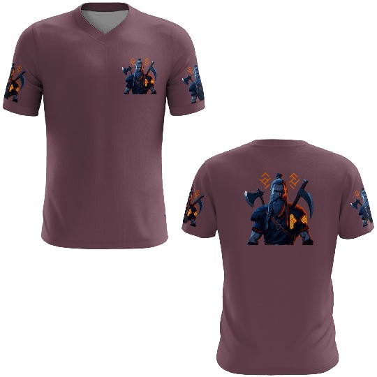 Viking Warrior with Axes and Fur 3D T Shirts