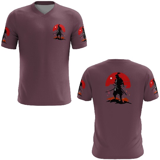 Revered Samurai in Sunset Landscape 3D T Shirts