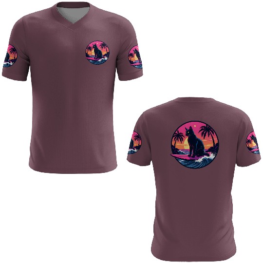 Retro Wave Cat Surfer 3D T Shirts