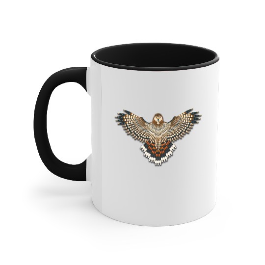Beaded Red-Tailed Hawk Accent Mugs