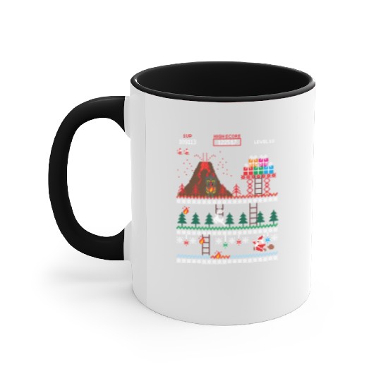 Santa vs Krampus: Merry 8-bit Christmas Accent Mugs