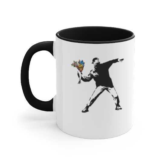 Banksy Rage Flower Thrower Accent Mugs