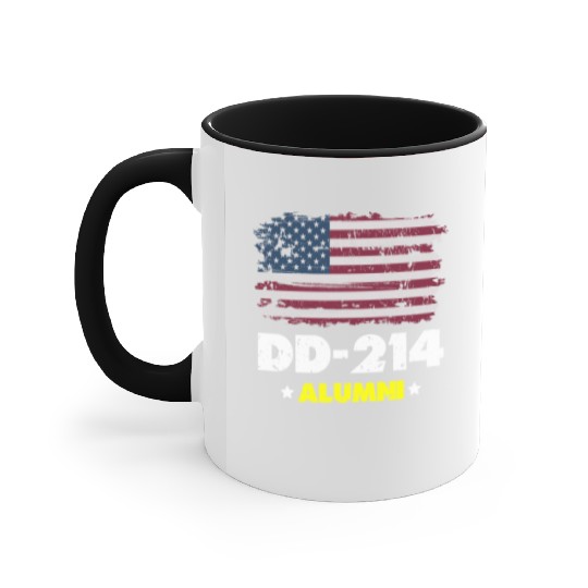 DD-214 Us Armed Forces Alumni American Flag Accent Mugs