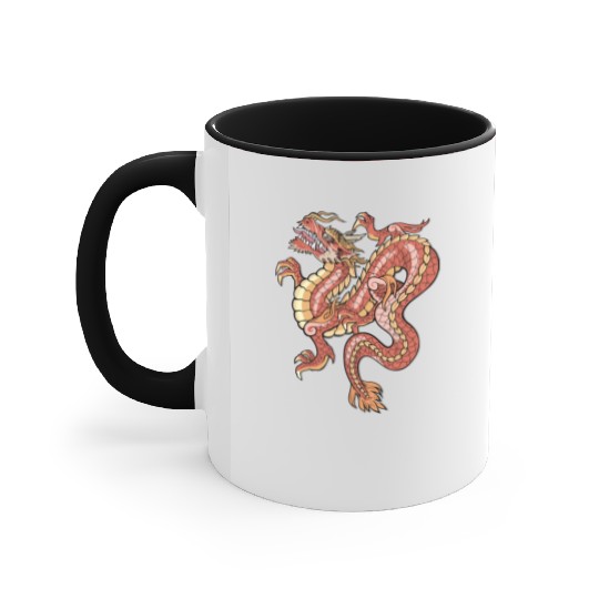 big red chinese dragon Accent Mugs