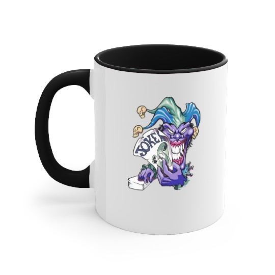 Joker with cards Accent Mugs