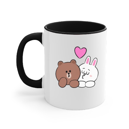 Cute Brown Bear Cony Bunny Rabbit Lean On Me I Lov Accent Mugs