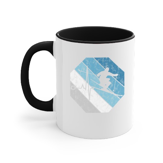 Ski Skiing Skier Mountains Retro Gift Winter Snow Accent Mugs