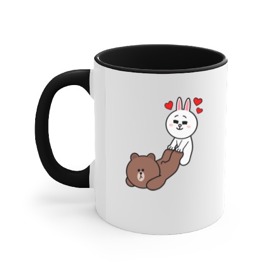 Brown bear and Cony Be My Lover Accent Mugs