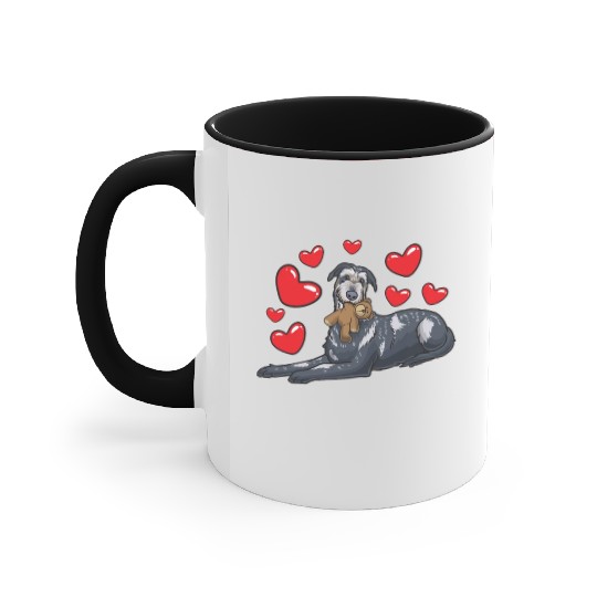 Irish Wolfhound Dog With Stuffed Animal Accent Mugs