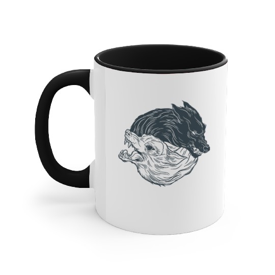Wolf in moon light Werewolf Wolves Accent Mugs