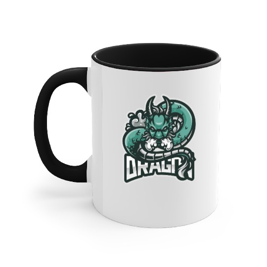 Green Flying Dragon Accent Mugs