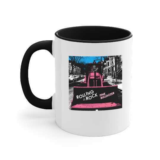 Pink Bulldozer / Rolling Rock Accent Mugs