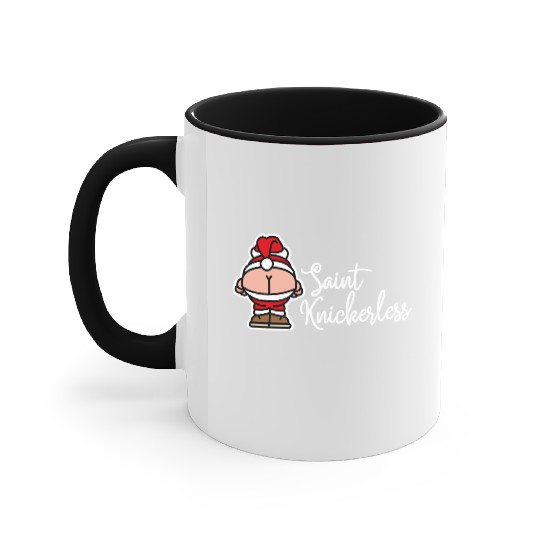 St. Knickerless funny Santa Claus Christmas puns Accent Mugs