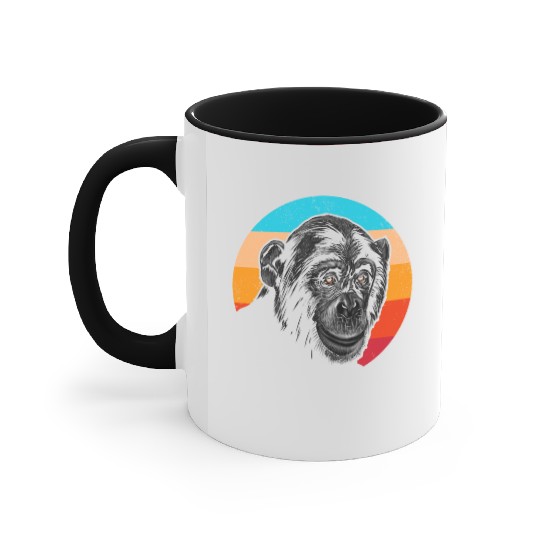 Vintage Chimpanzee Face Gorilla Monkey Lover Accent Mugs