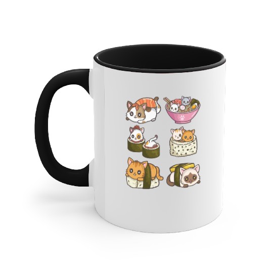Sushi Cat Japanese Anime Accent Mugs