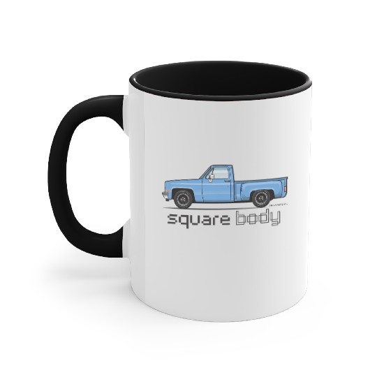 Square Body Light Blue Accent Mugs