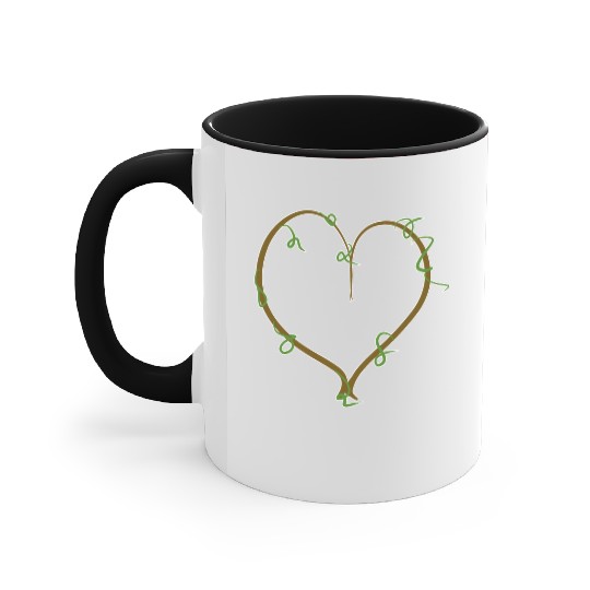 brown heart nature green line icon Accent Mugs