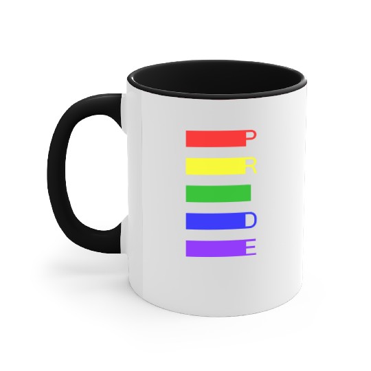 PRIDE Rainbow Flag Colors Accent Mugs