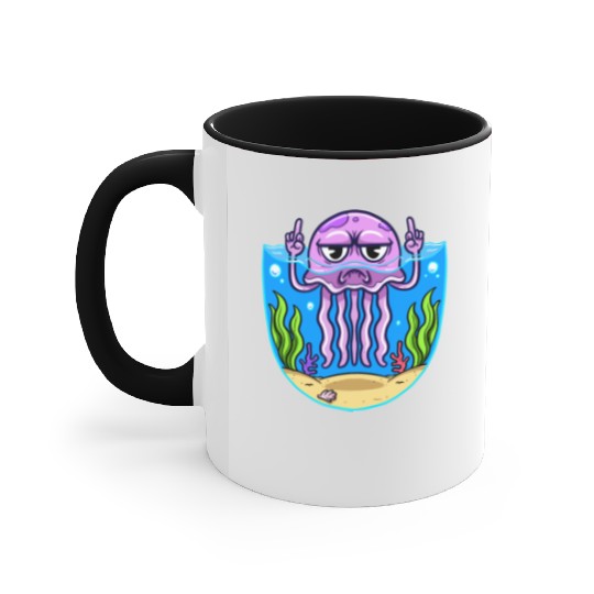 Jelly Fish Middle Finger Jellyfish Accent Mugs