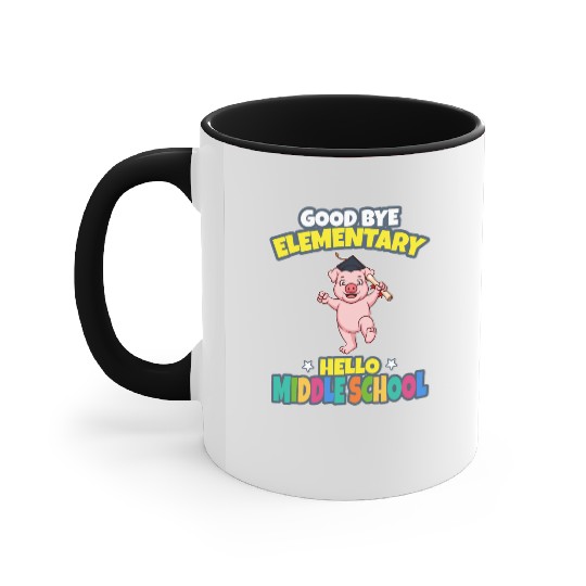 Good Bye Elementary Hello Middle School Graduation Accent Mugs