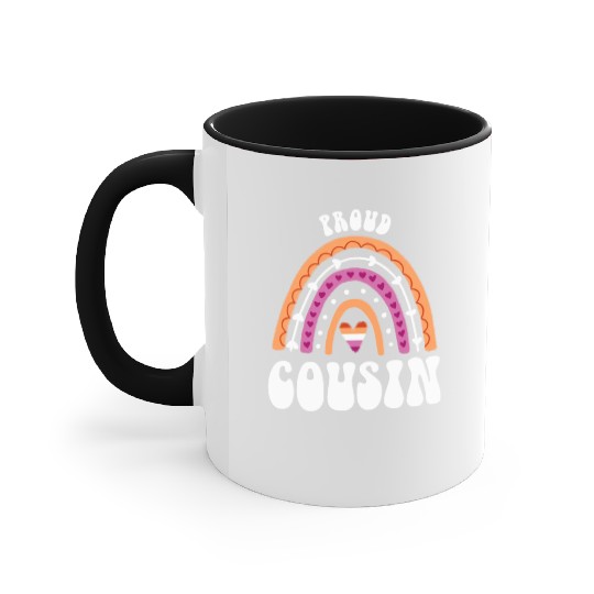 Proud Cousin Lesbian Pride Rainbow Accent Mugs