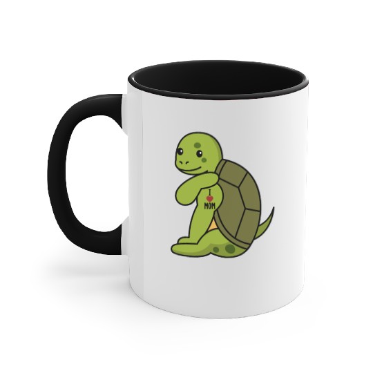 I Love Mom Tattoo Turtle Accent Mugs