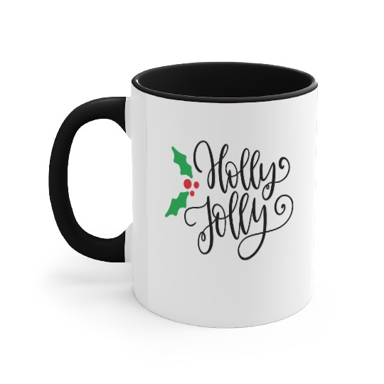 Holly Jolly Mistletoe Holiday Accent Mugs