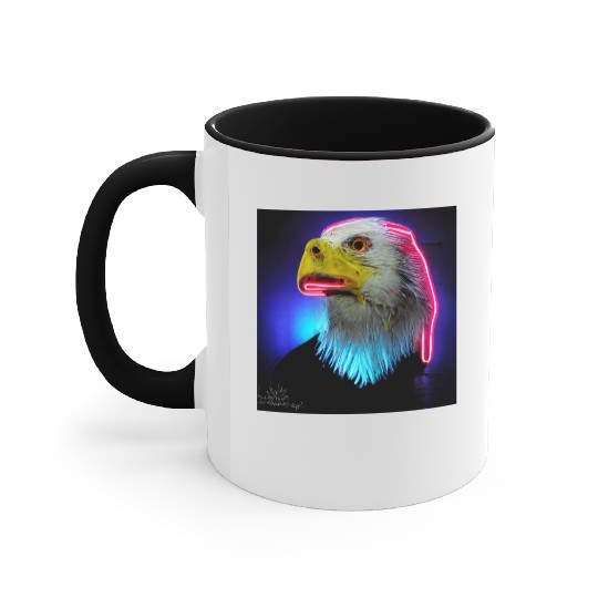 i love america neon bright lightsamerican eagle Accent Mugs