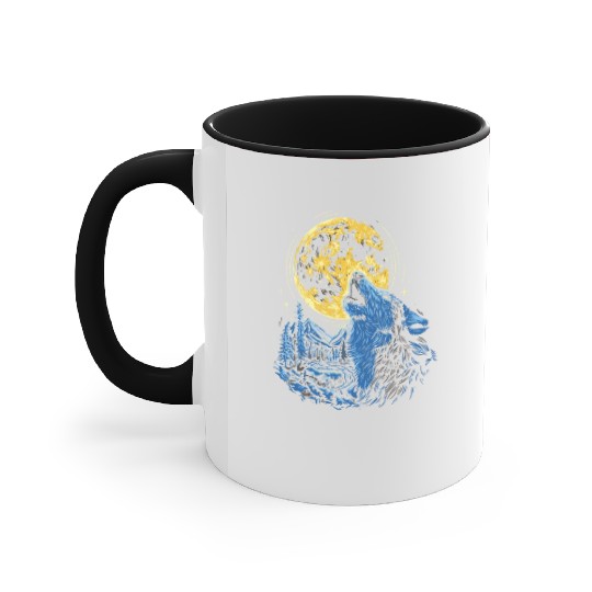 Wolf Moon Forest Wolves Nature Nature Liever Full Accent Mugs