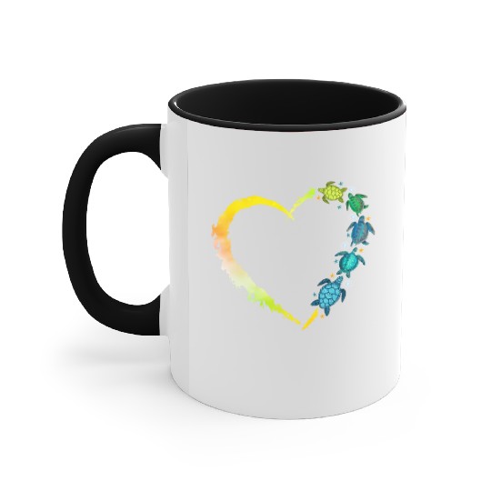 Sea Turtle Heart Animal Lover Accent Mugs