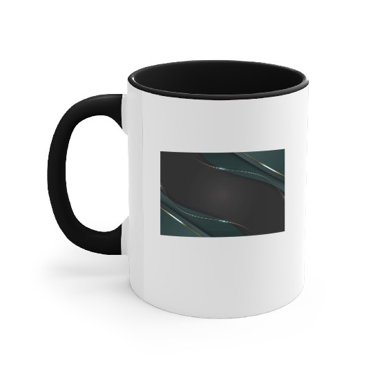 Luxury Elegant Metallic Green Black Wave Accent Mugs