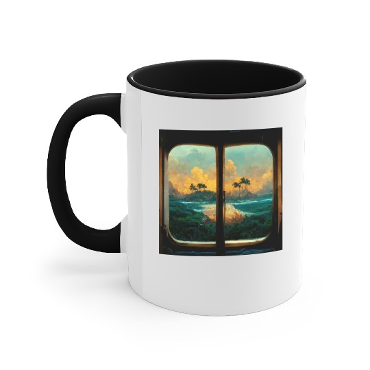Paradise island painting Accent Mugs