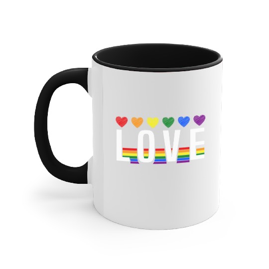 Love Rainbow Heart Pride LGBT Accent Mugs