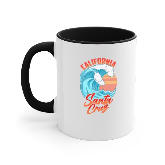 Santa Cruz California Waves Surf Beach Accent Mugs