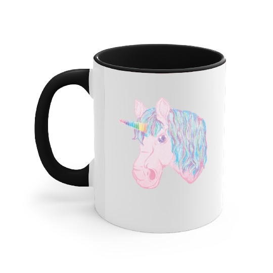kawaii rainbow unicorn Accent Mugs