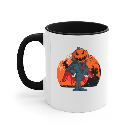 Vampire Pumpkin Head Jack O' Lantern Halloween Accent Mugs