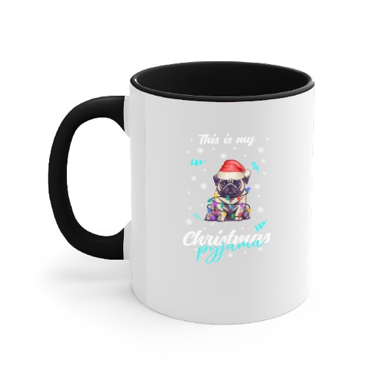 Winter Christmas Pyjama Pug Accent Mugs