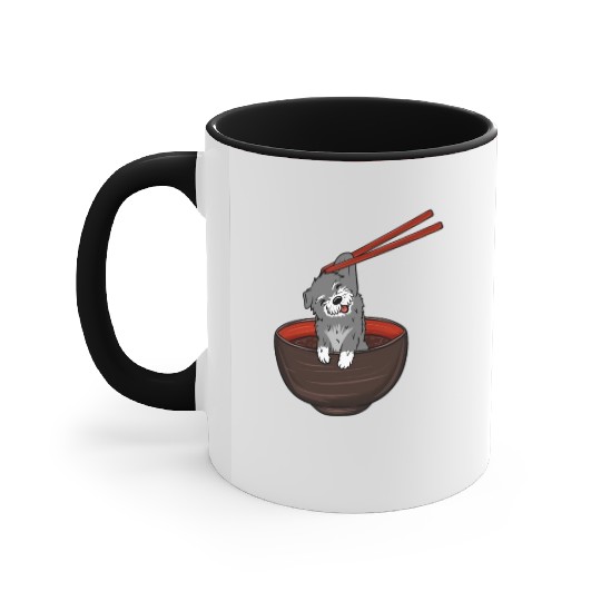Schnauzer Dipping Noodles Accent Mugs