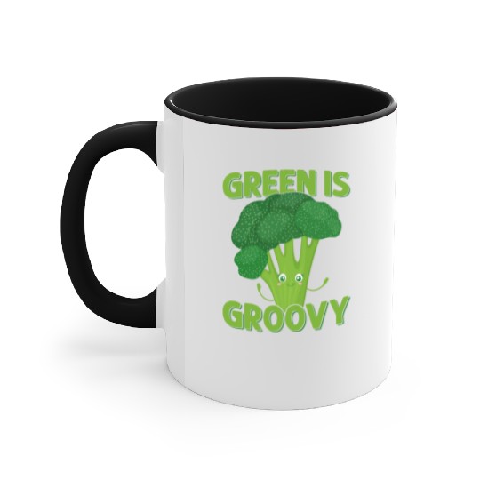 Green Is Groovy Broccoli Vegetable Accent Mugs