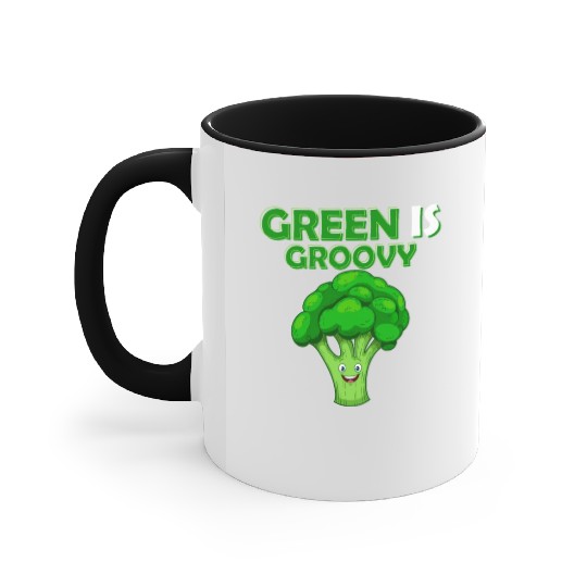 Green Is Groovy Vegetable Broccoli Accent Mugs