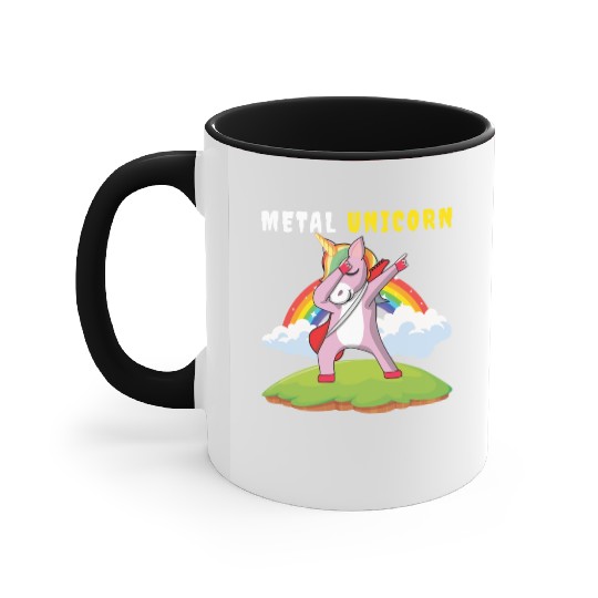 Dabbing Unicorn Rainbow Metal Music Heavy Rock Accent Mugs
