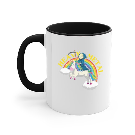 Skeleton Unicorn Rainbow Metal Music Heavy Rock Accent Mugs
