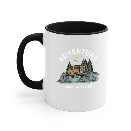 Light Blue Illustration Adventure Accent Mugs