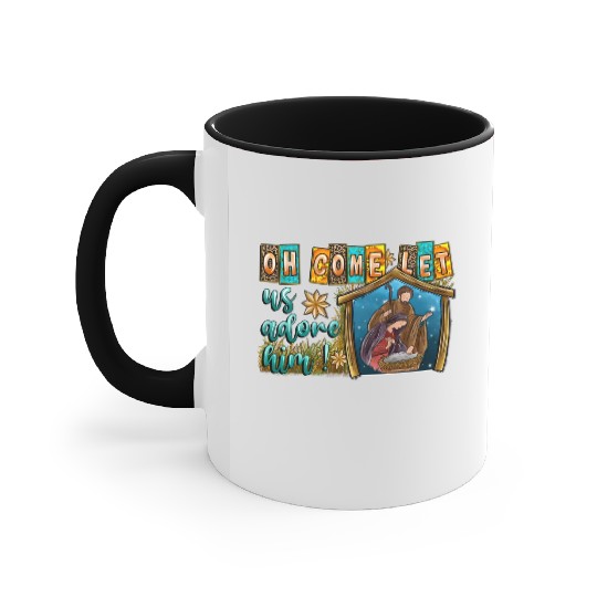 Oh Come Let Us Adore Him Accent Mugs